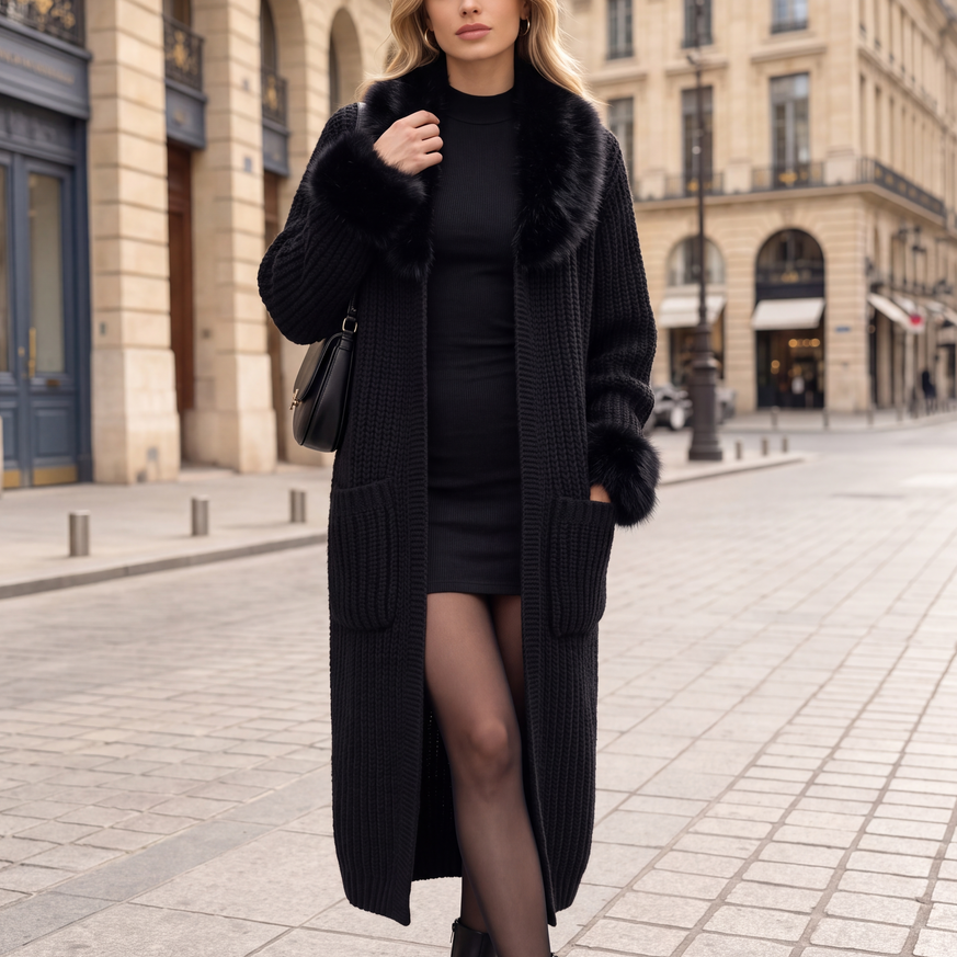 Dames Gestreepte Zeilerkraag Cardigan in zwart, Klassieke Stijl