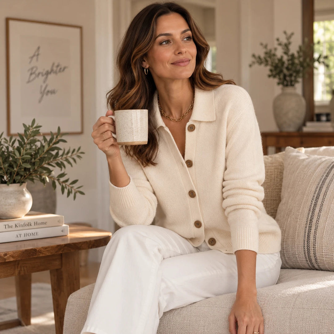 Dames gestructureerde kraag gebreide cardigan - Cropped