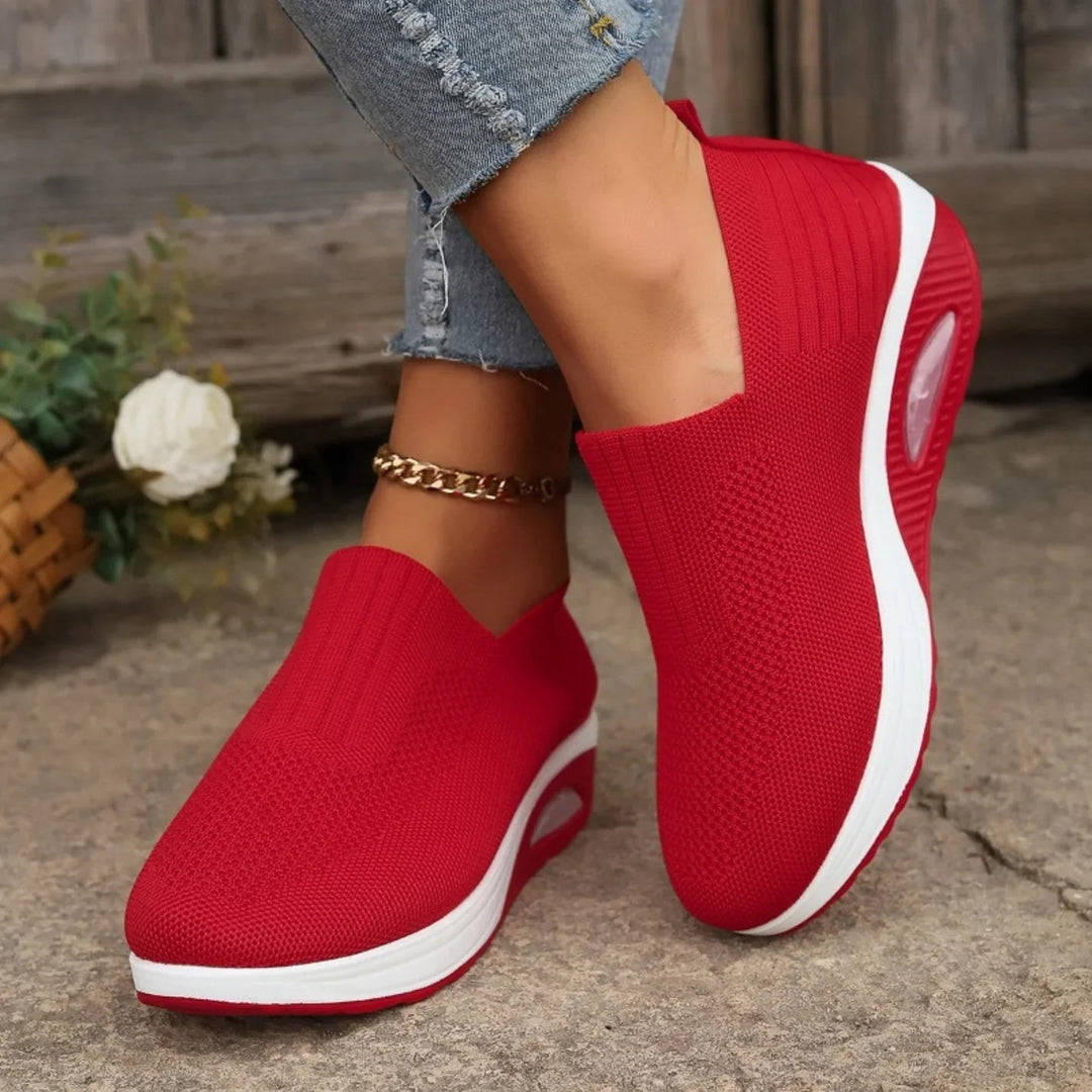 Dames Gevoerde Slip-On Sneakers in rood, Comfort en Stijl