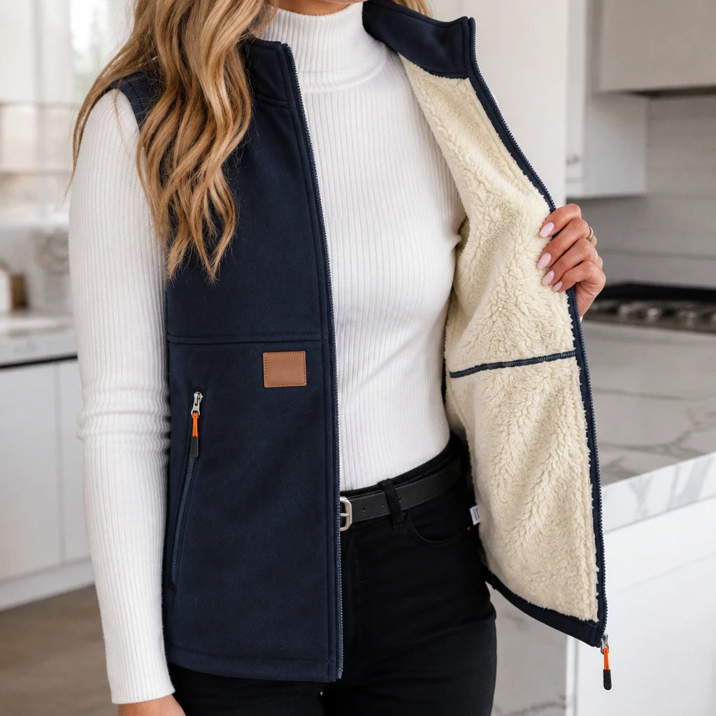 Dames gewatteerde bodywarmer met ritssluiting in blauw, Casual