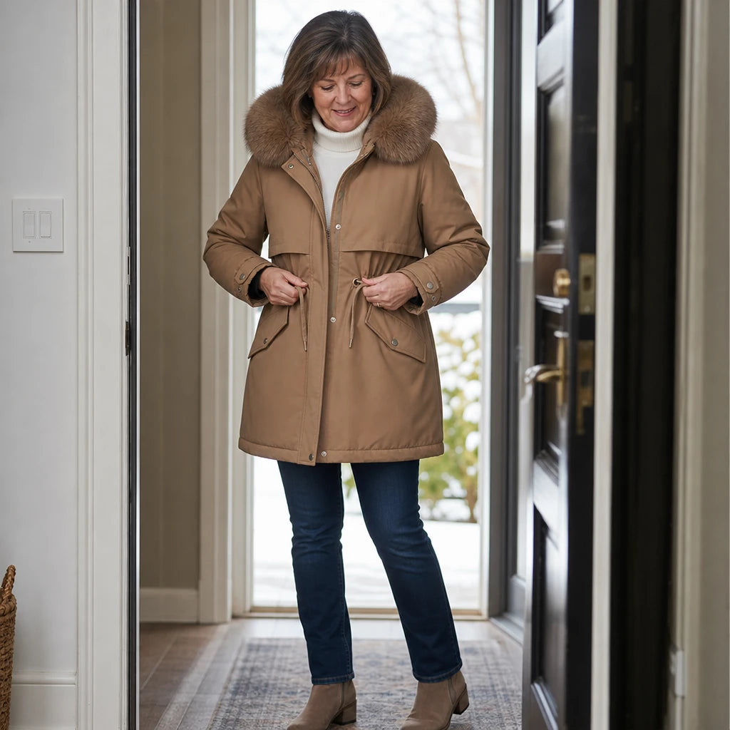 Dames Gewatteerde Parka Halflang - Slim Fit