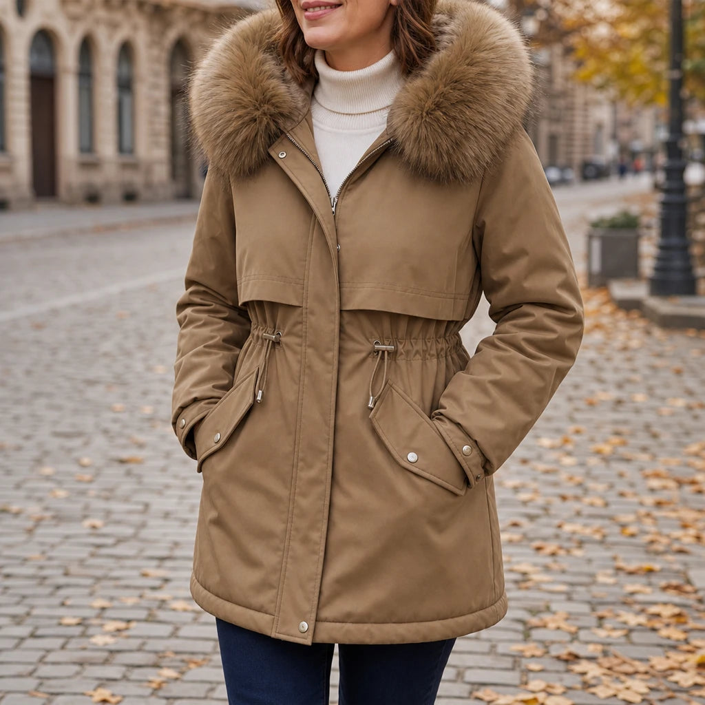 Dames Gewatteerde Parka Halflang - Slim Fit