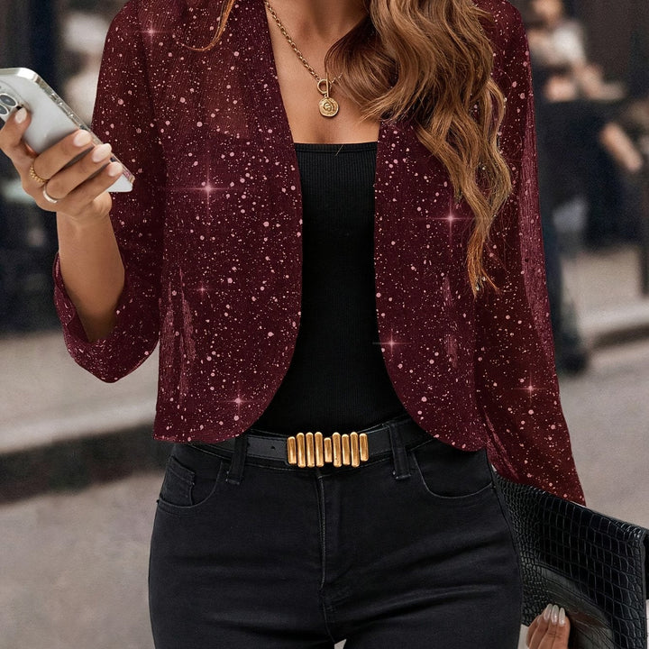 Dames Glitterend Kort Jasje in bourgondisch, Elegante Blazer