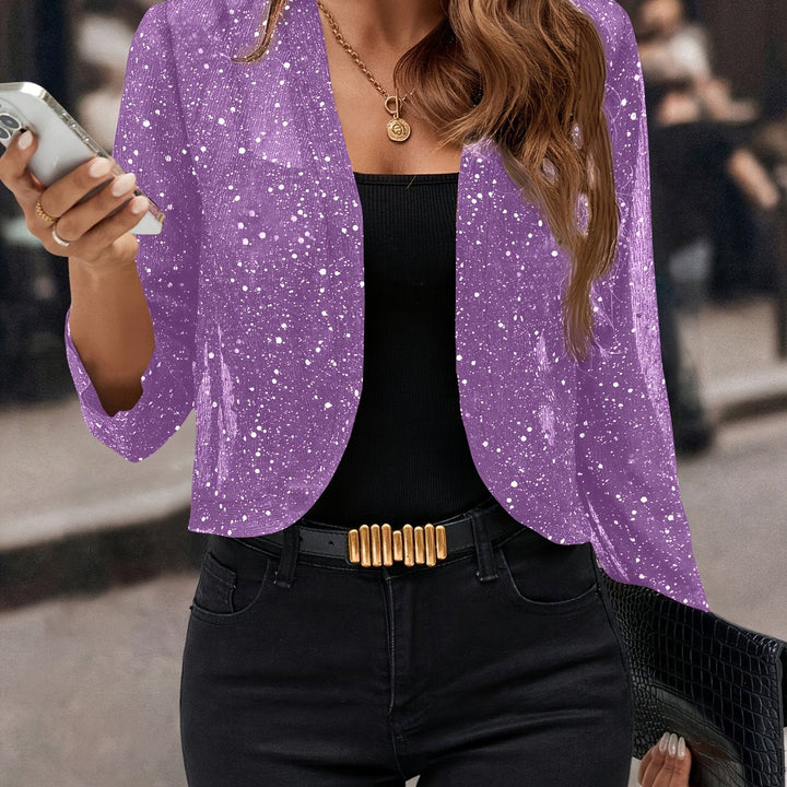 Dames Glitterend Kort Jasje in paars, Elegante Blazer