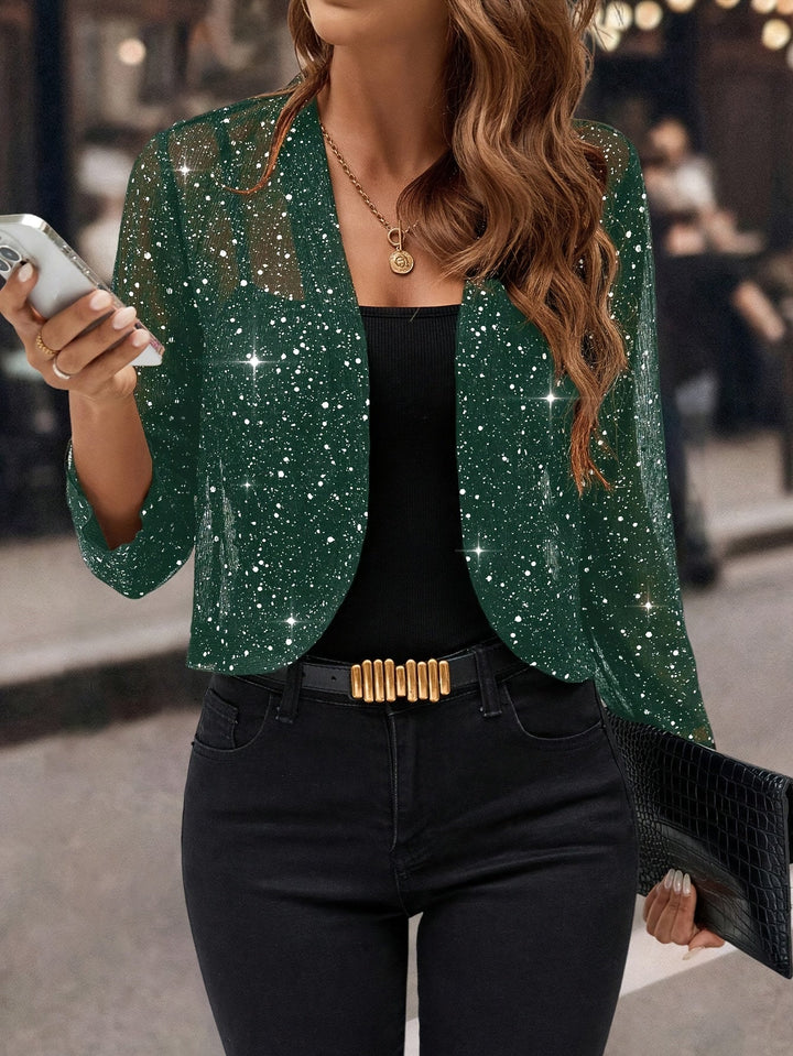 Dames Glitterend Kort Jasje - Elegante Blazer