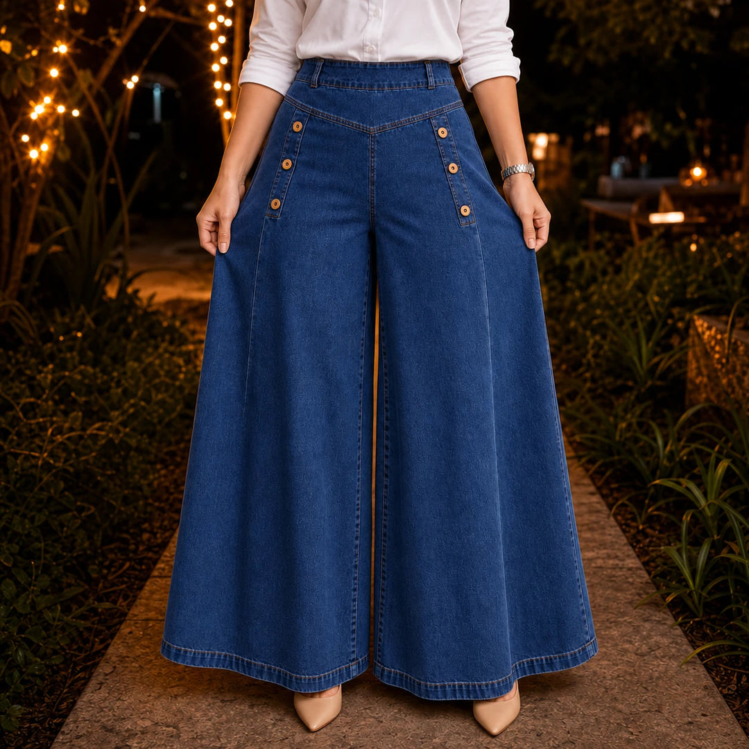 Dames High-Waist Wide-Leg Jeans - Rechte Pasvorm