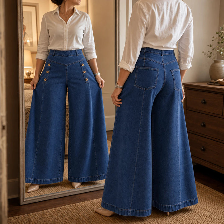 Dames High-Waist Wide-Leg Jeans - Rechte Pasvorm