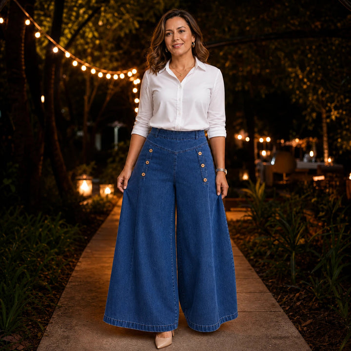 Dames High-Waist Wide-Leg Jeans - Rechte Pasvorm