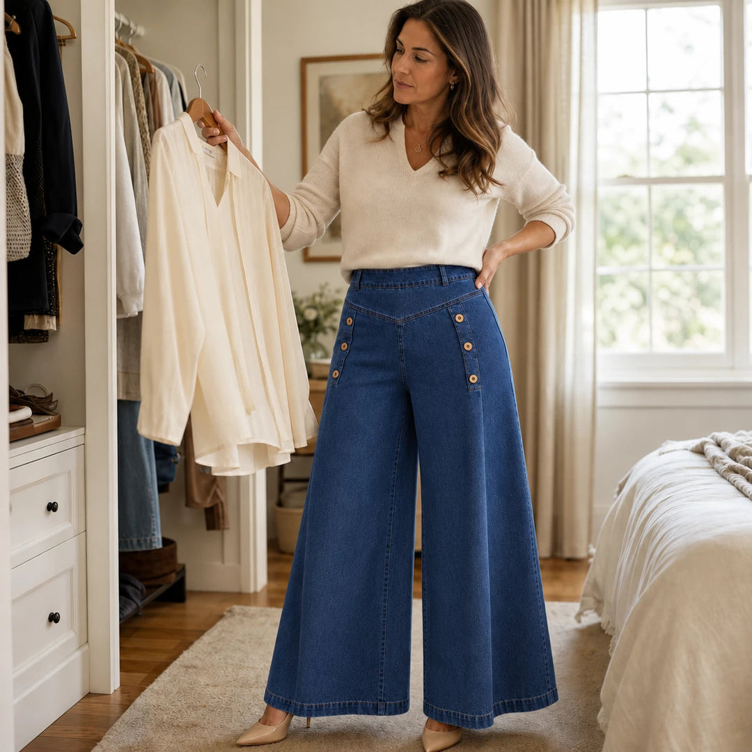 Dames High-Waist Wide-Leg Jeans - Rechte Pasvorm