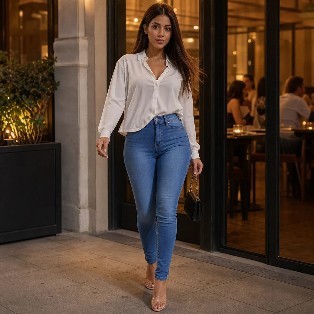 Dames High-Waisted Stretch Skinny Jeans - Klassieke Pasvorm