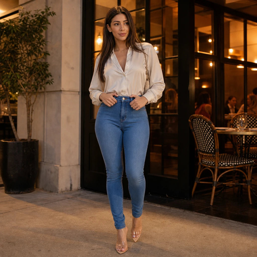 Dames High-Waisted Stretch Skinny Jeans - Klassieke Pasvorm