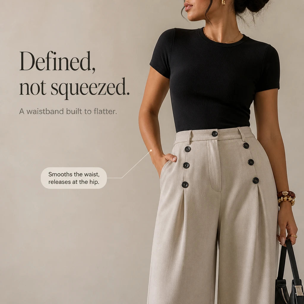 Dames Hoge Taille Plooibroek Wijde Pijpen - Klassiek Tailored