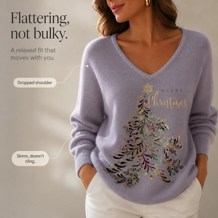 Dames Kerstboom Grafische Trui - Gezellige Feestlook