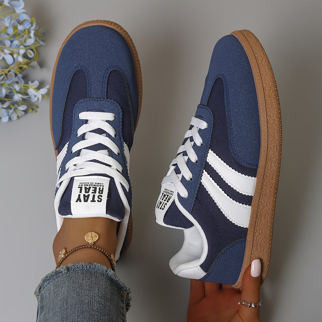 Dames Klassieke Vetersneakers in blauw, Wit