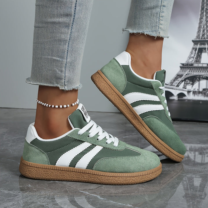 Dames Klassieke Vetersneakers in groen, Wit
