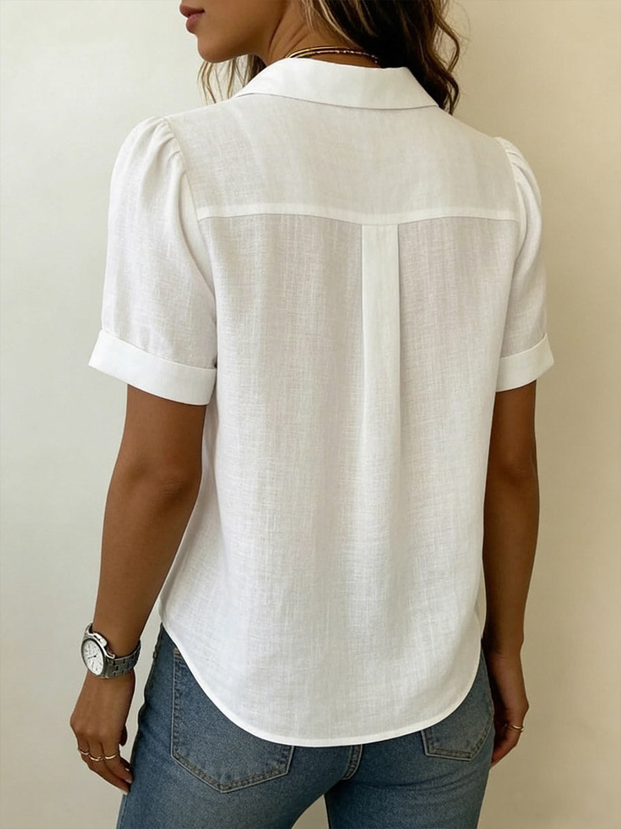 Dames korte mouwen blouse - verfijnde elegantie