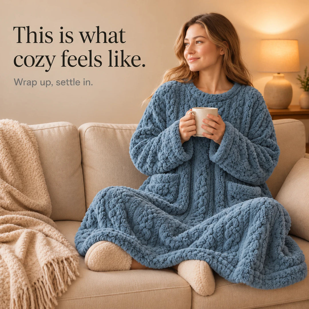 Dames lange fluweelachtige huisjurk - warm en comfortabel