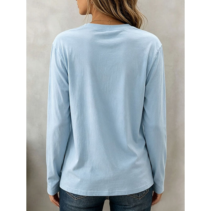 Dames Lange Mouwen Crew Neck Top - Klassiek Essentieel