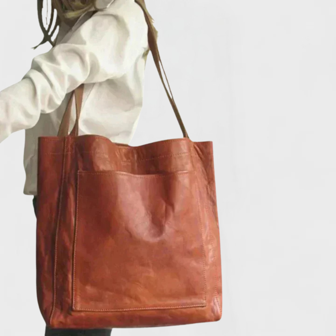 Dames Leren Schoudertas - Klassiek Design - Bruin