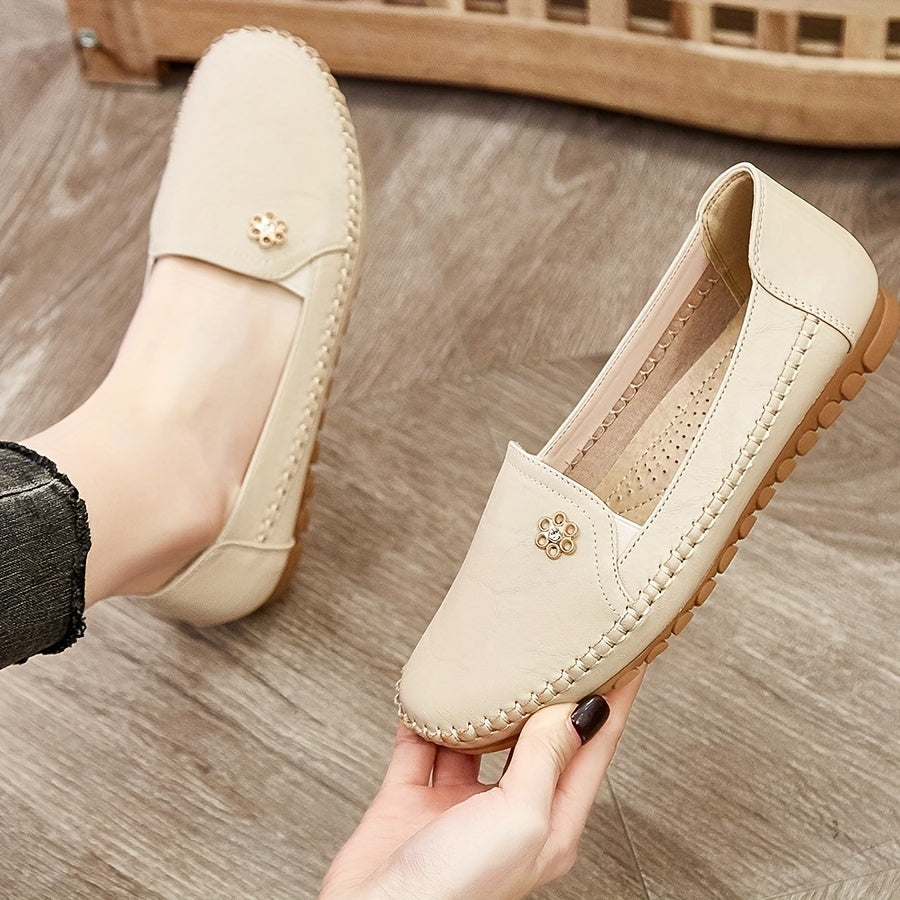 Dames loafers slip-on in beige, comfortabele dagelijkse elegantie