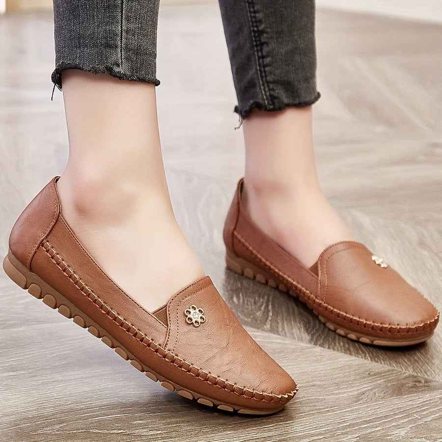 Dames loafers slip-on in khaki, comfortabele dagelijkse elegantie