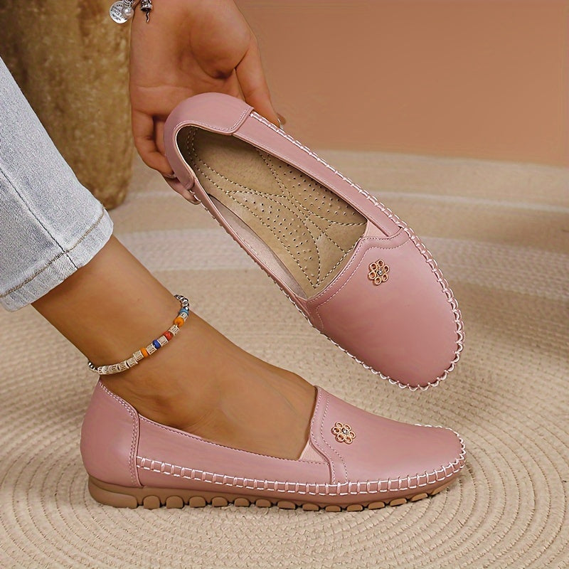 Dames loafers slip-on in roze, comfortabele dagelijkse elegantie