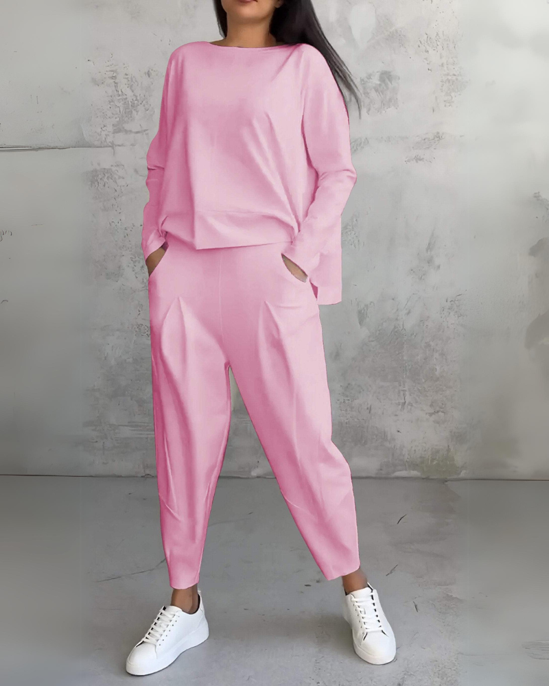 Dames Loungewear Set - Elegant Comfort - Roze