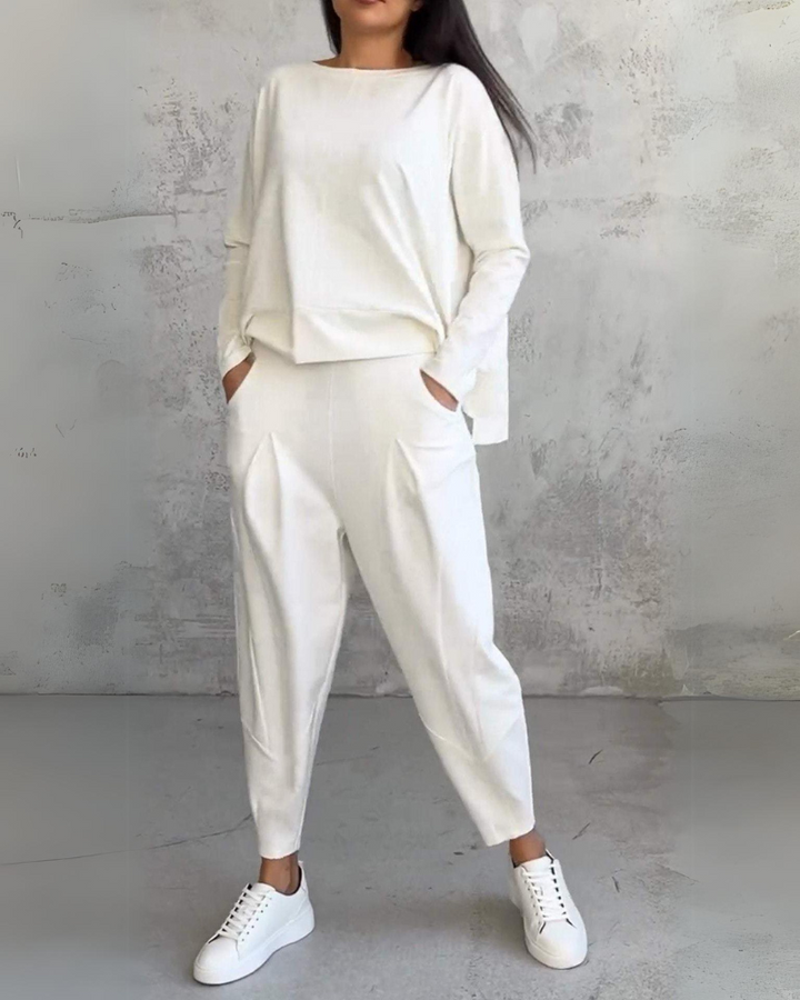 Dames Loungewear Set - Elegant Comfort - Wit