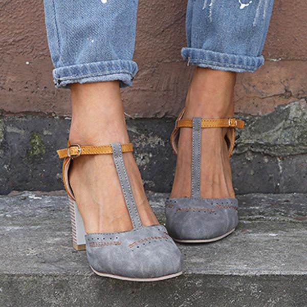 Dames Mary Janes met blokhak - Klassieke T-band stijl