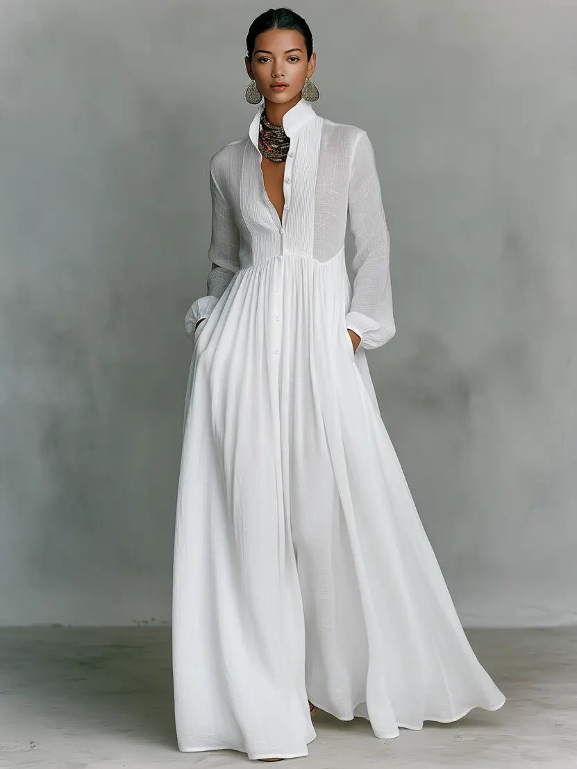 Dames maxi-jurk met knopen - elegant en comfortabel
