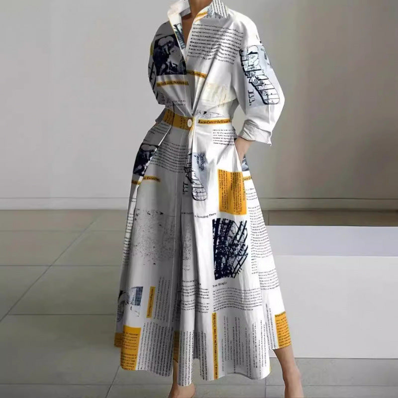 Dames Maxi-jurk met kraag en wikkelvoorkant - Elegant
