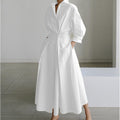 Dames Maxi-jurk met kraag en wikkelvoorkant - Elegant - Wit