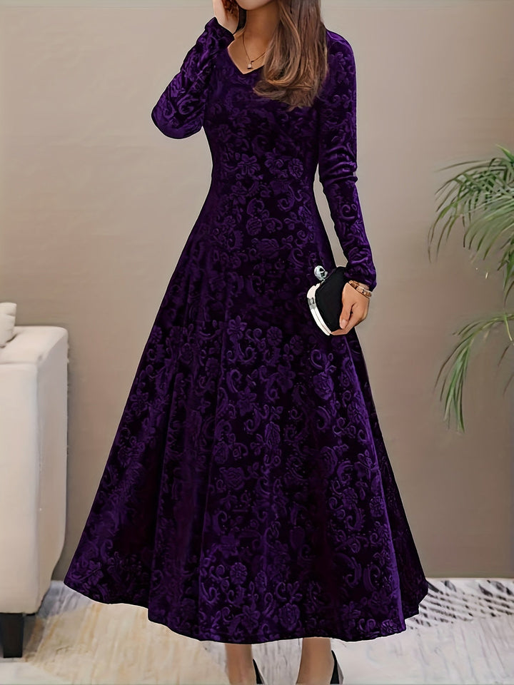Dames midi-jurk met lange mouwen - elegant en verfijnd
