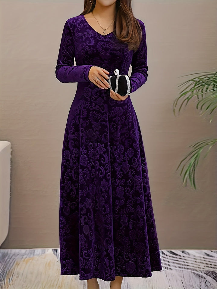 Dames midi-jurk met lange mouwen - elegant en verfijnd