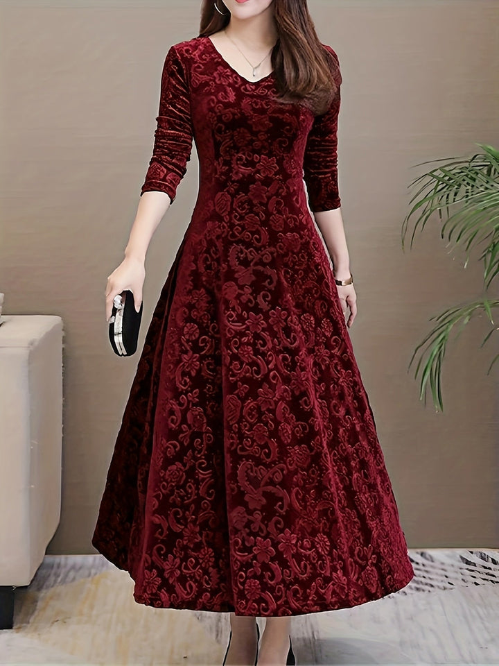Dames midi-jurk met lange mouwen - elegant en verfijnd