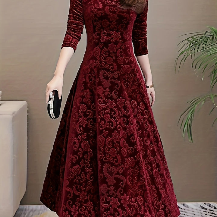 Dames midi-jurk met lange mouwen - elegant en verfijnd