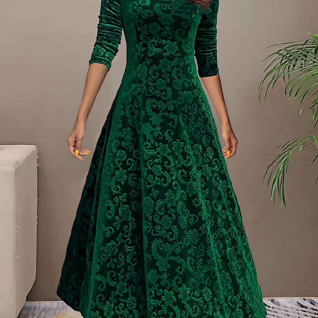 Dames midi-jurk met lange mouwen - elegant en verfijnd