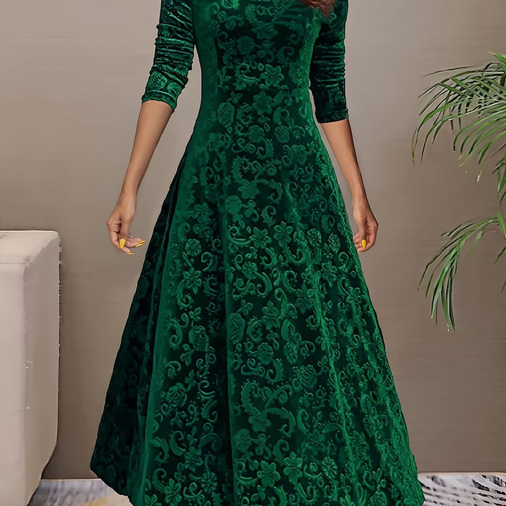 Dames midi-jurk met lange mouwen - elegant en verfijnd