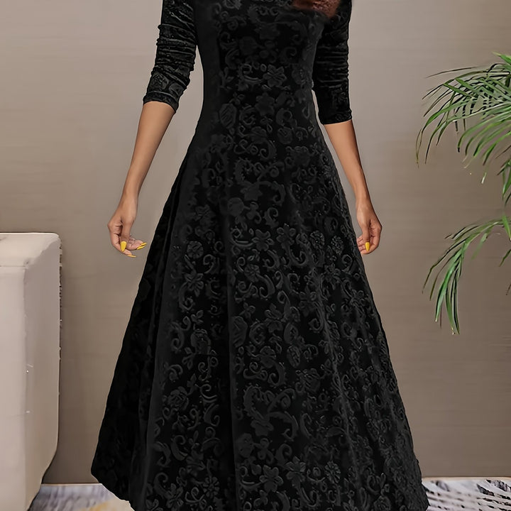 Dames midi-jurk met lange mouwen - elegant en verfijnd