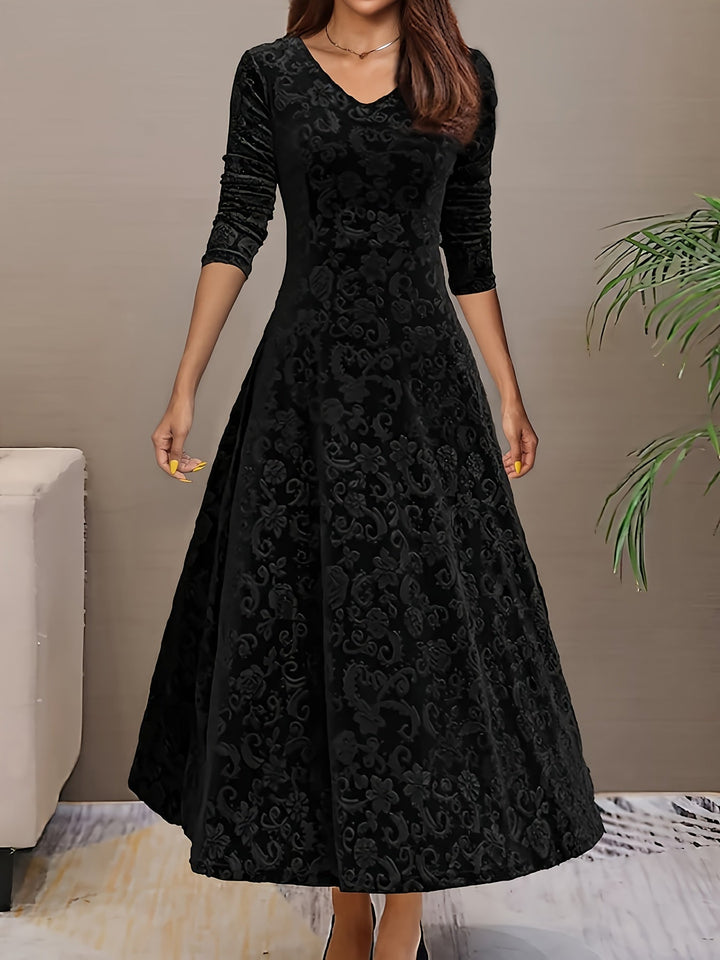 Dames midi-jurk met lange mouwen - elegant en verfijnd