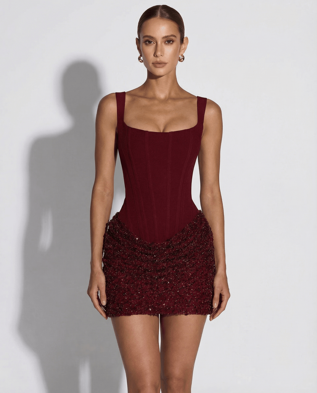 Dames Mini Jurk Corsetlijf Vetersluiting - Elegant - Rood