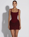 Dames Mini Jurk Corsetlijf Vetersluiting - Elegant - Rood