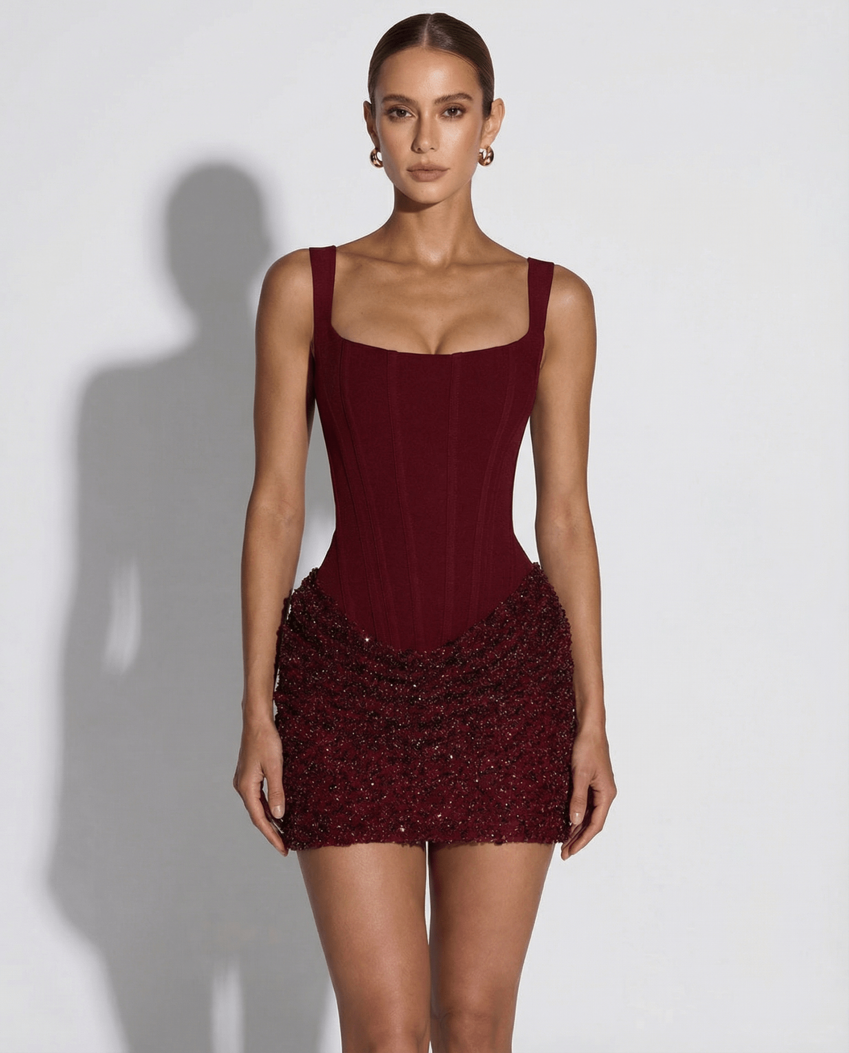 Dames Mini Jurk Corsetlijf Vetersluiting - Elegant - Rood