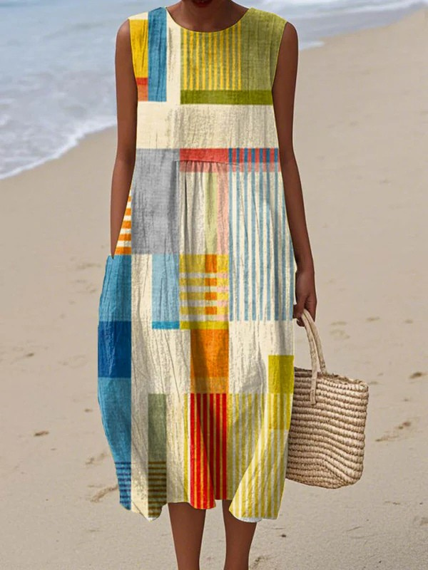 Dames Mouwloze Zomerjurk - Luchtig en Comfortabel - Multicolor