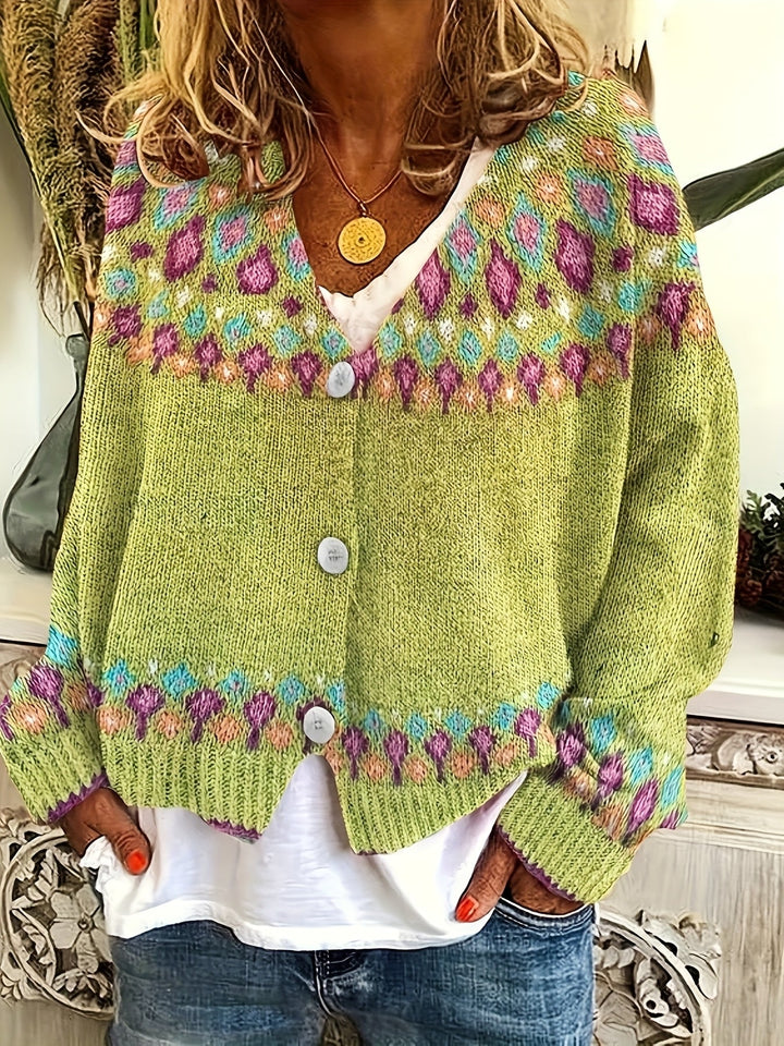 Dames Nordic Patroon Cardigan - Klassieke Gebreide Laag