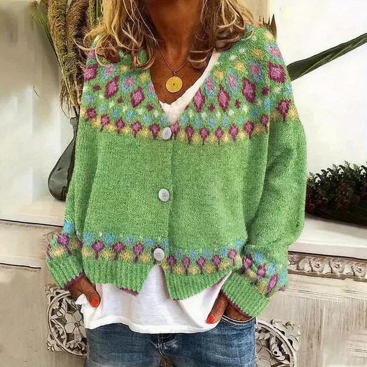 Dames Nordic Patroon Cardigan - Klassieke Gebreide Laag