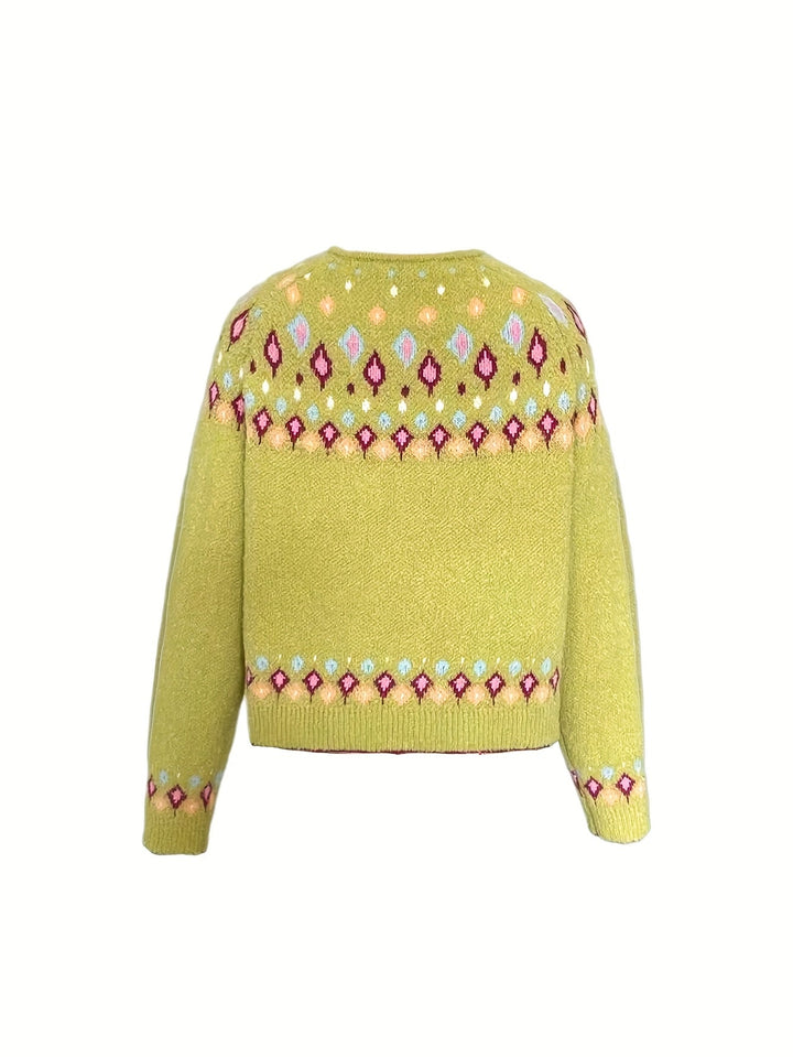 Dames Nordic Patroon Cardigan - Klassieke Gebreide Laag
