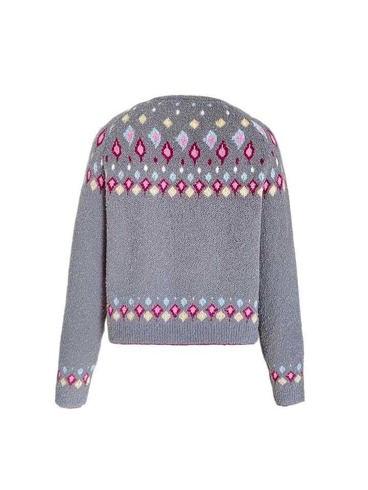 Dames Nordic Patroon Cardigan - Klassieke Gebreide Laag