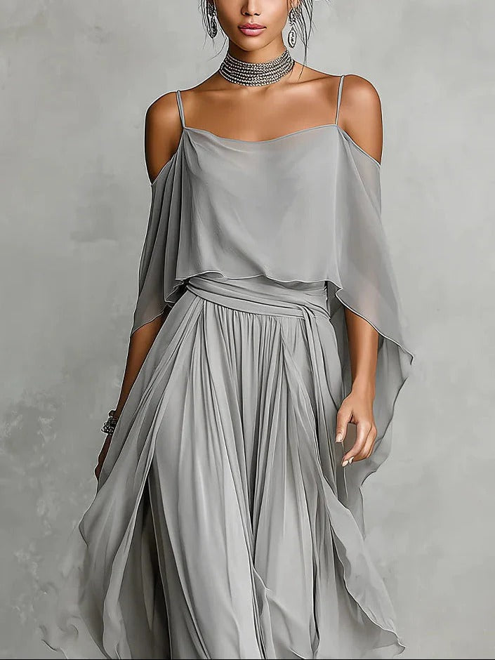 Dames Off-Shoulder Flowy Set - Elegant en Luchtig