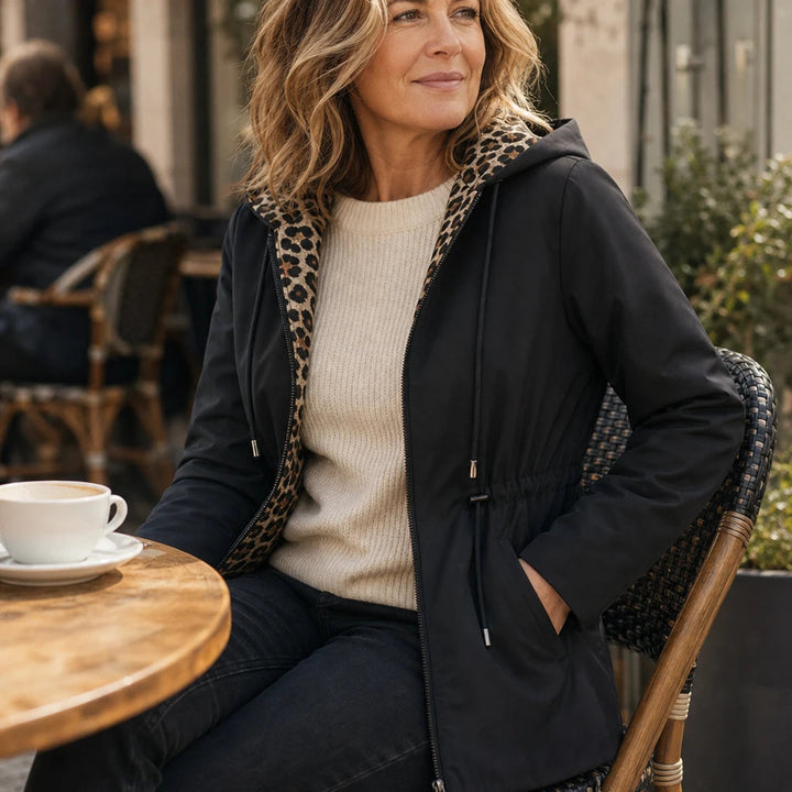 Dames Omkeerbare Luipaardprint Jas met Capuchon - Twee Looks